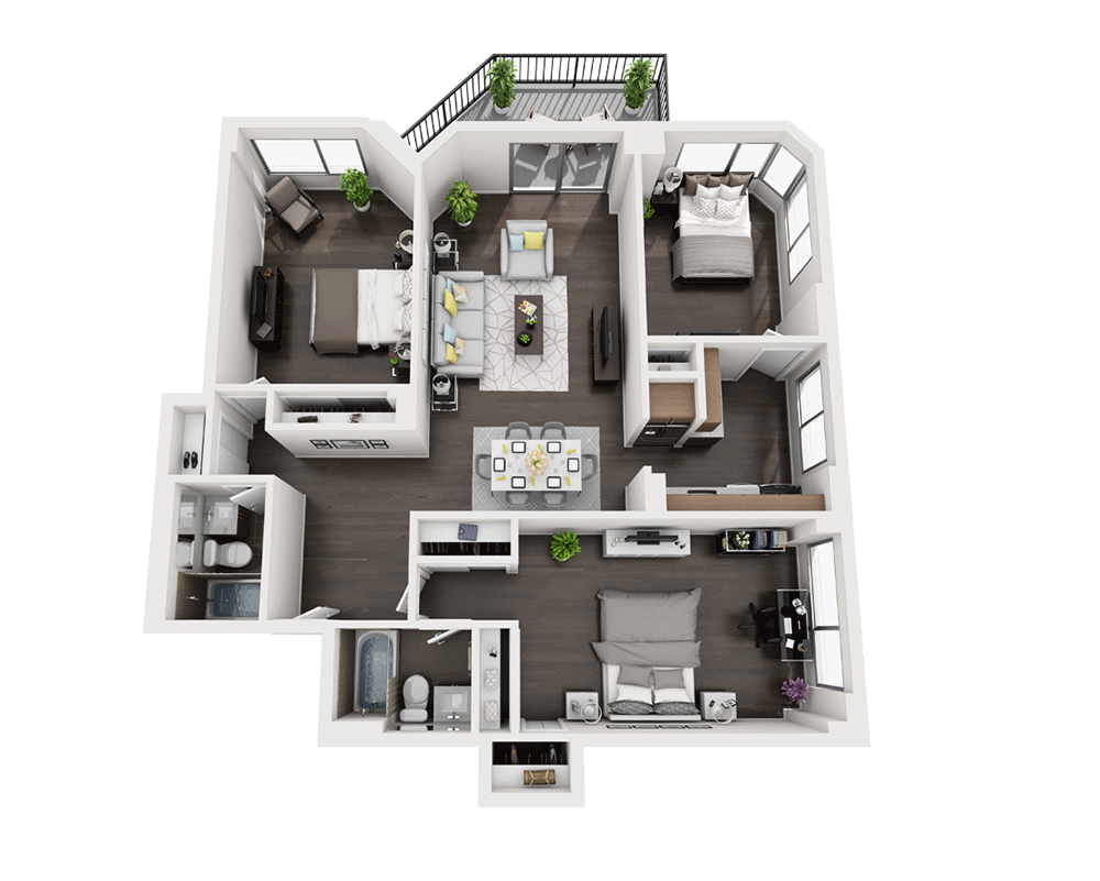 Three Bedroom C2B floor plan