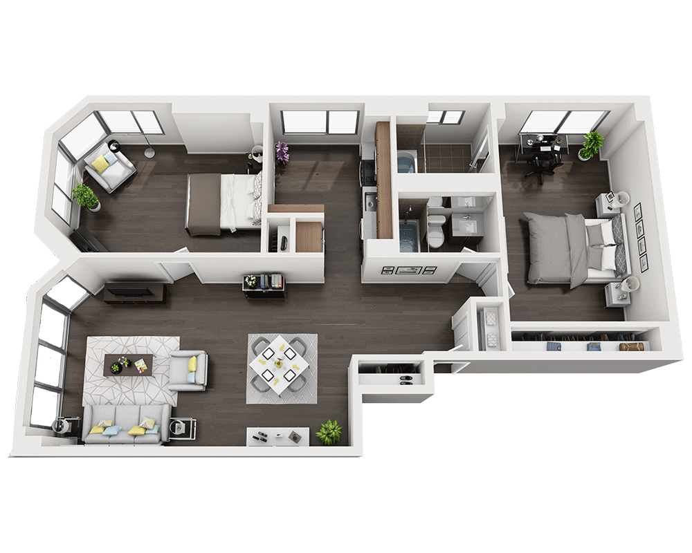 Two Bedroom B2F floor plan