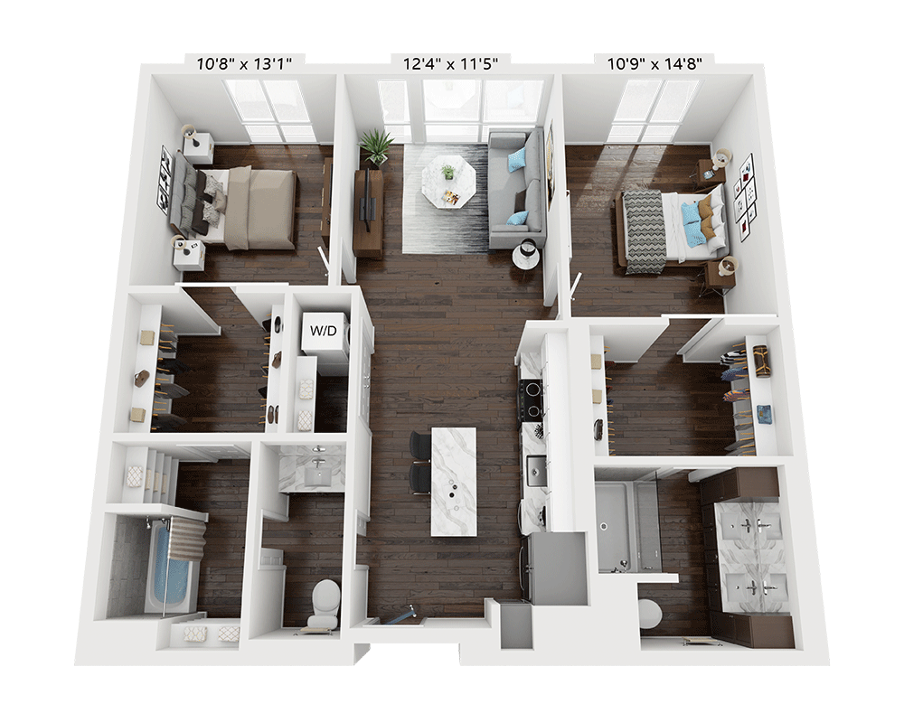 Two Bedroom B2H floor plan
