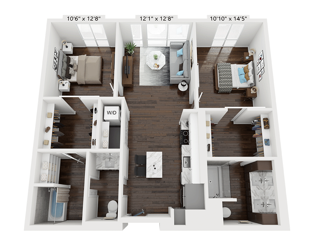 Two Bedroom B2I floor plan