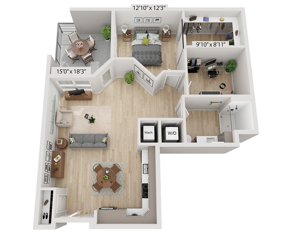 One Bedroom A1BD floor plan