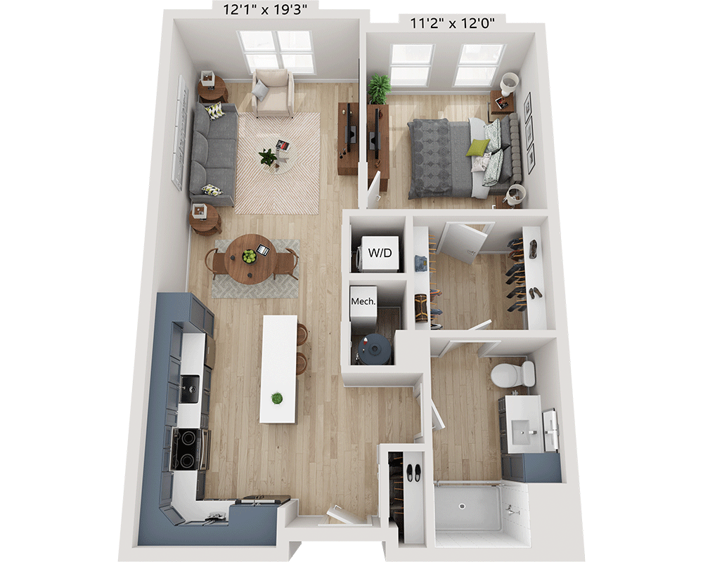 One Bedroom A1D floor plan