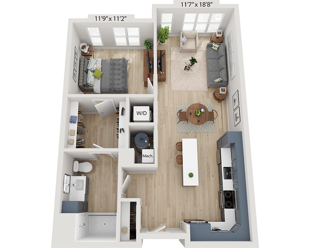 One Bedroom A1E floor plan