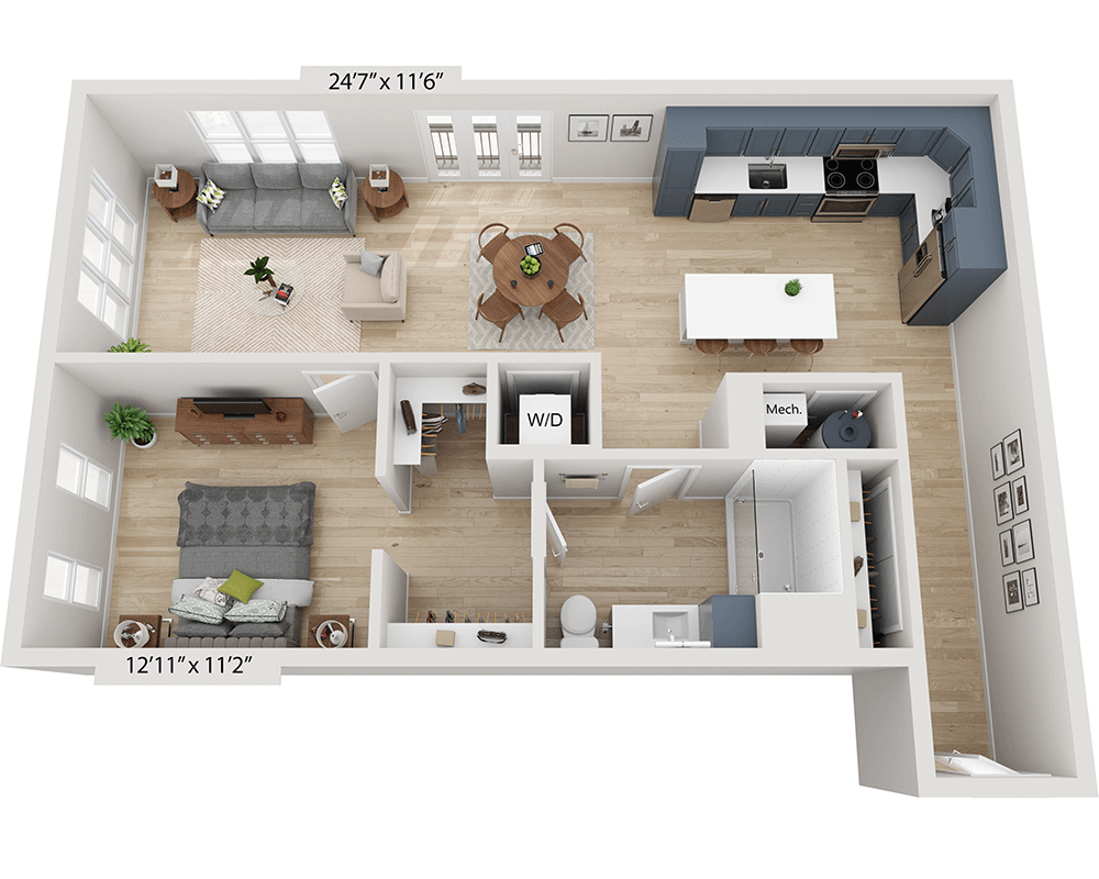 One Bedroom A1H floor plan