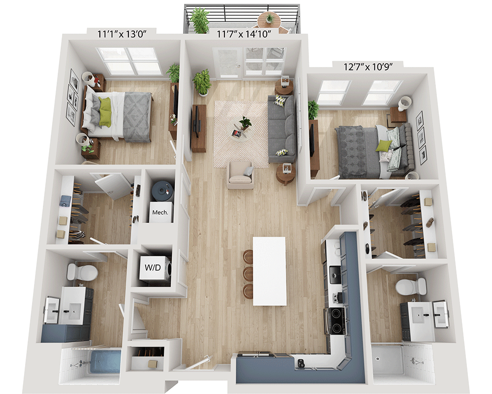 Two Bedroom B2A floor plan