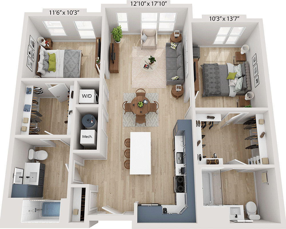 Two Bedroom B2B floor plan