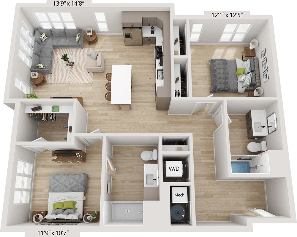 Two Bedroom B2F floor plan
