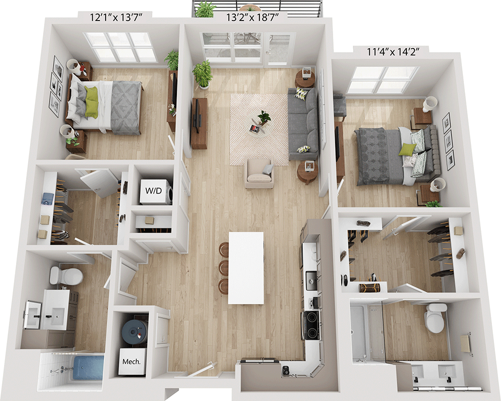Two Bedroom B2H floor plan