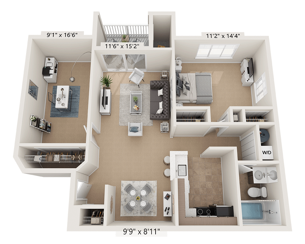 A1AD (1x1) floor plan
