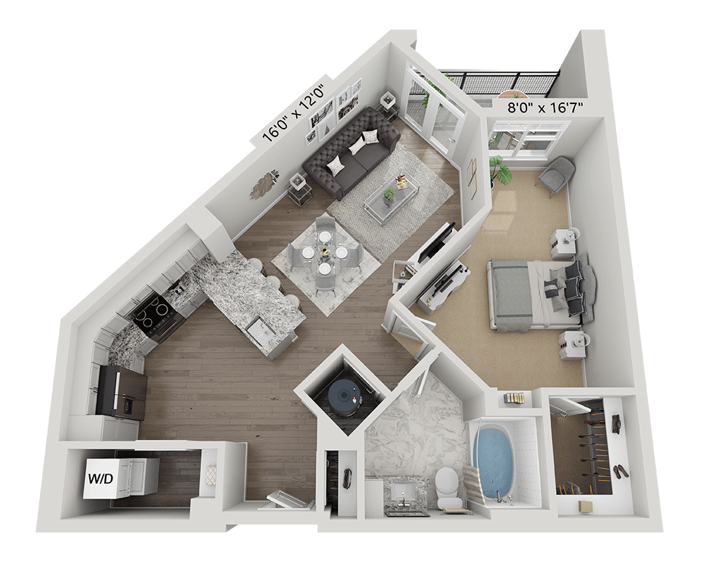 One Bedroom A1B floor plan