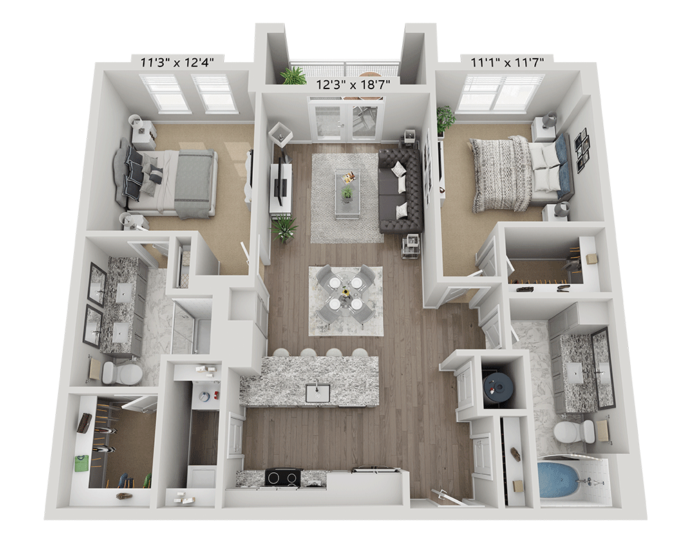 Two Bedroom B2A floor plan