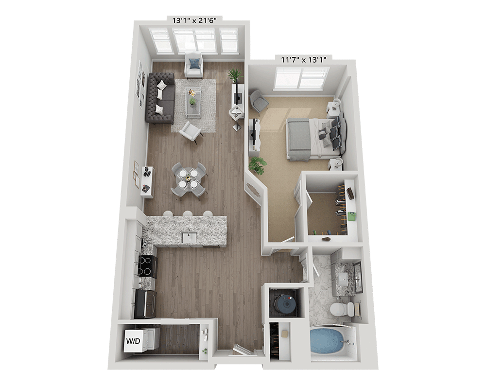 One Bedroom A1J floor plan