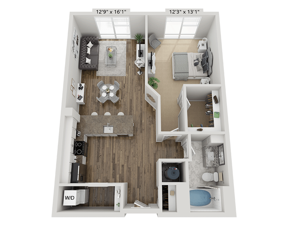 One Bedroom A1F floor plan
