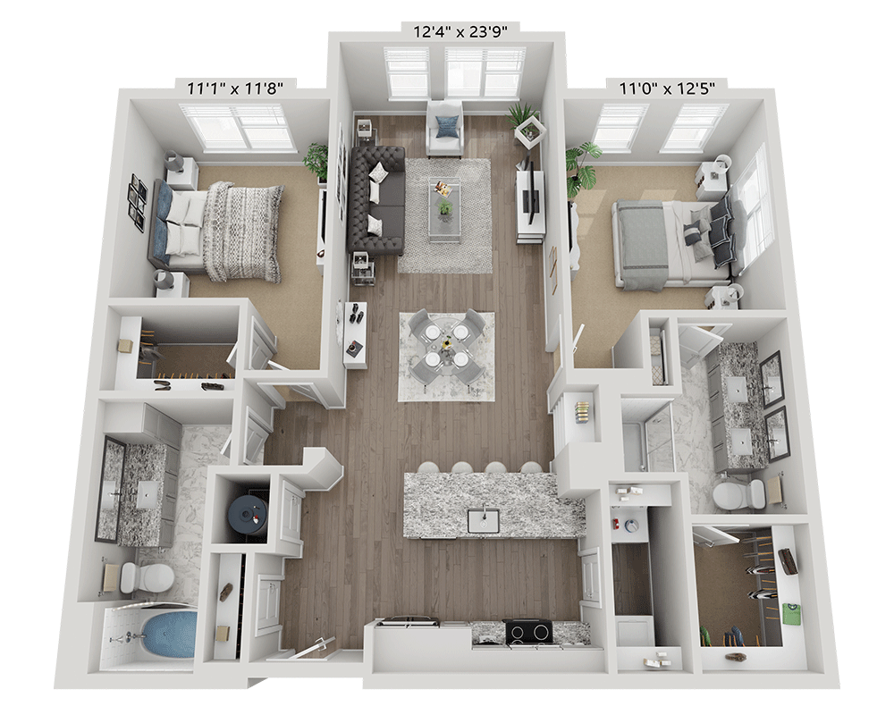 Two Bedroom B2D floor plan