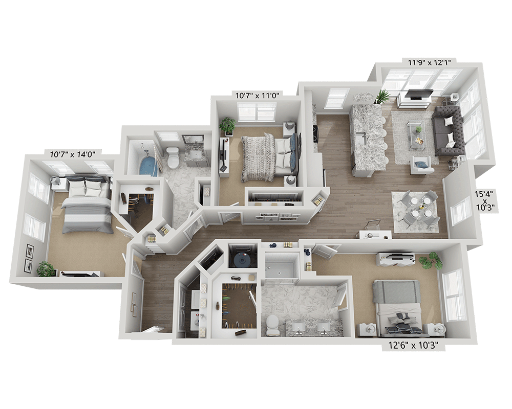 The Smith Valley Forge three-bedroom floor plan image - King of Prussia, PA