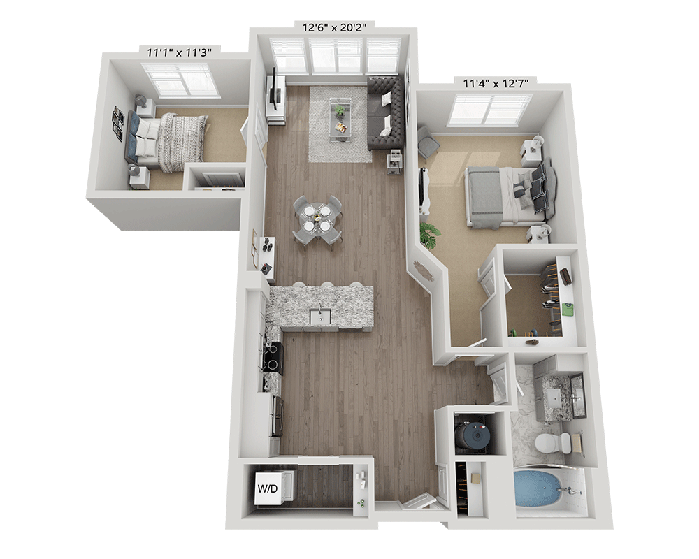 Two Bedroom B1B floor plan