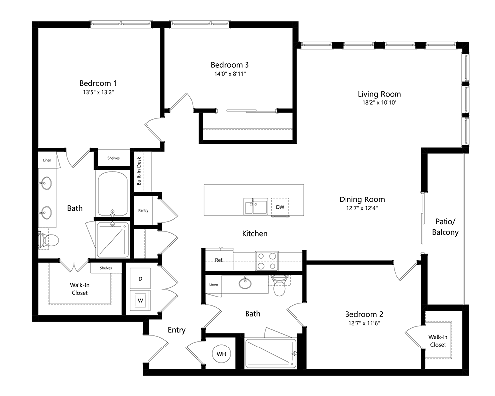 Three Bedroom C2 floor plan
