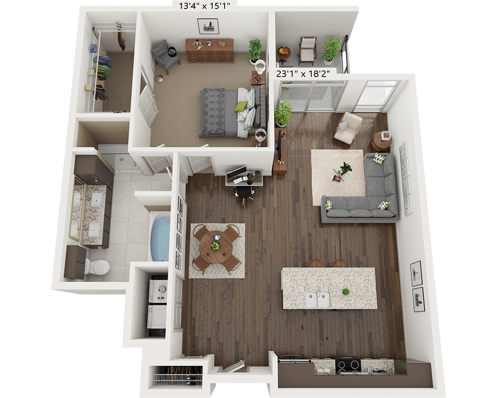 One Bedroom A1F4 floor plan