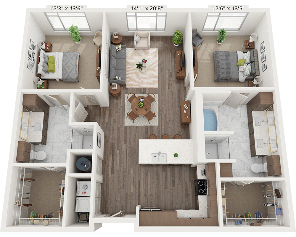 Two Bedroom B2A2 floor plan