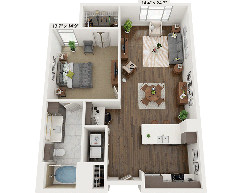 One Bedroom A1B1 floor plan