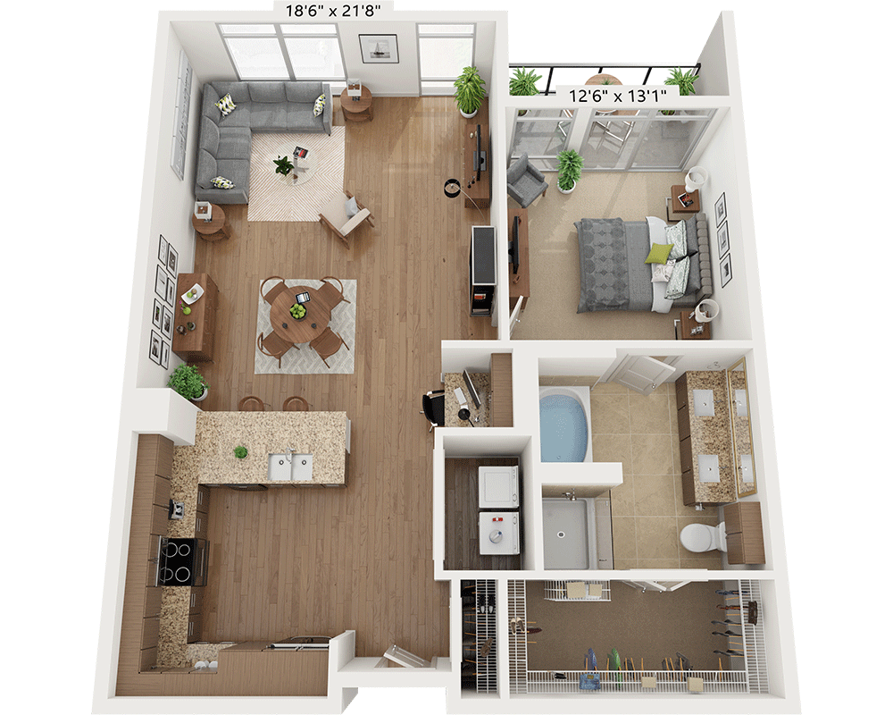 One Bedroom A1C1 floor plan