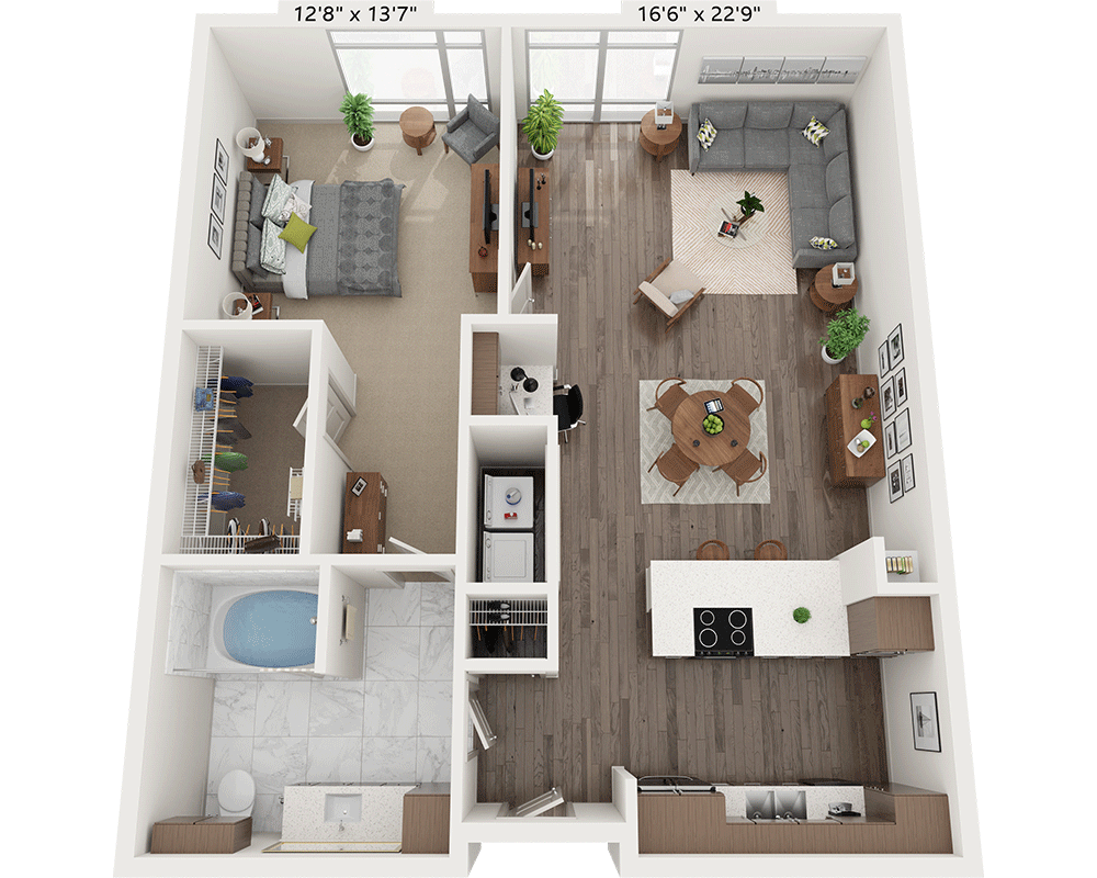 One Bedroom A1H floor plan