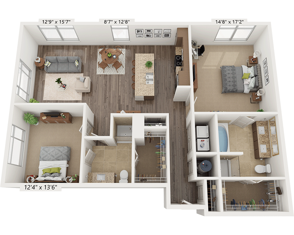 Two Bedroom B2D2 floor plan