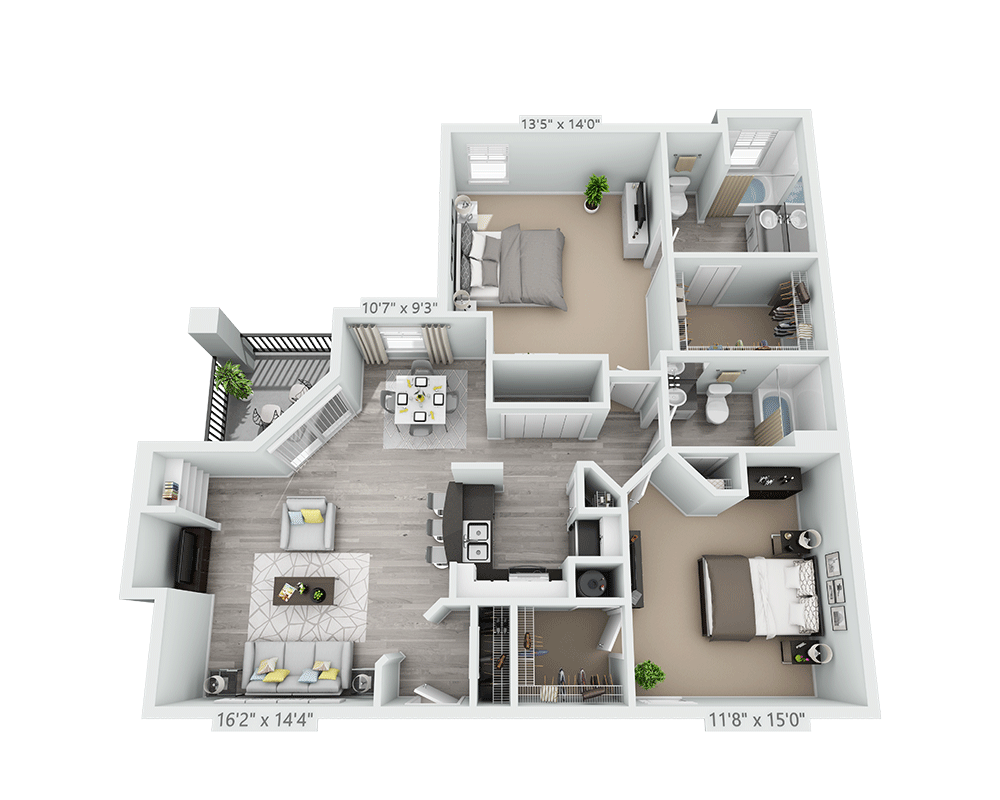 Two Bedroom B2C floor plan