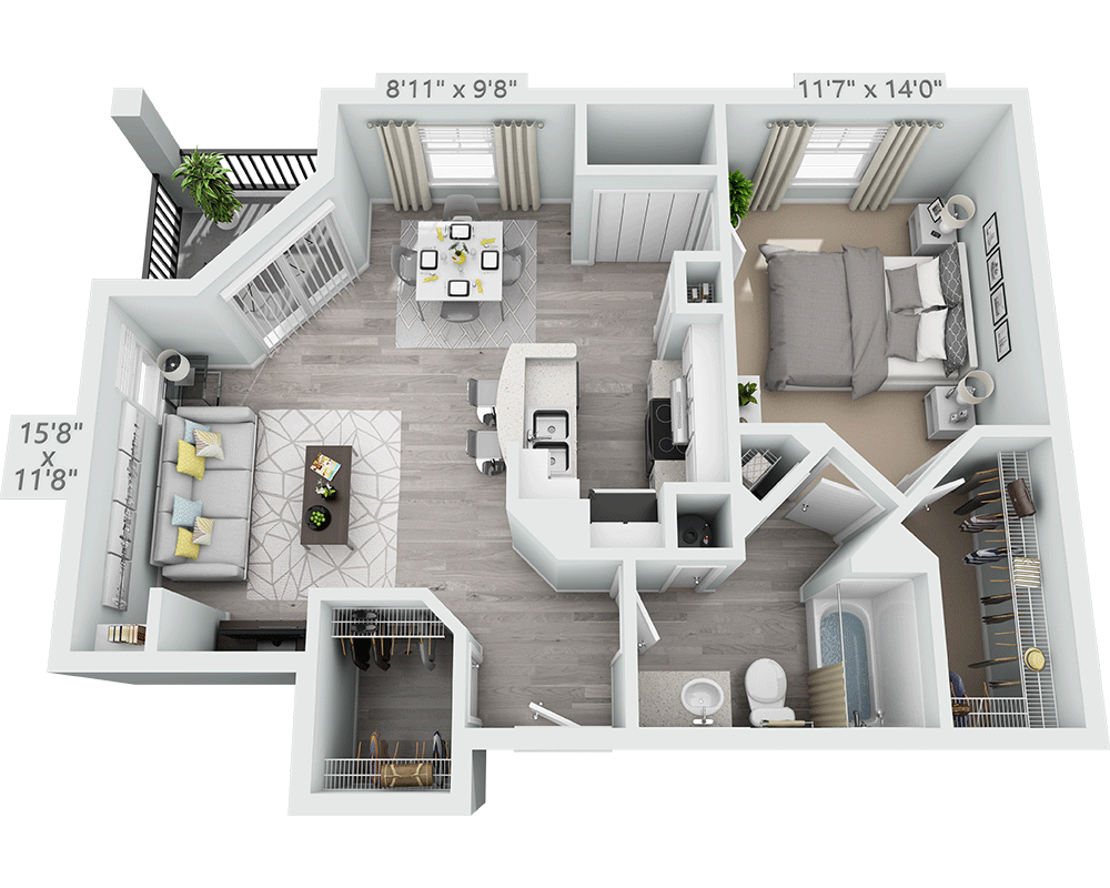 One Bedroom A1E floor plan
