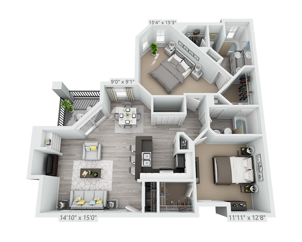 Two Bedroom B2B floor plan