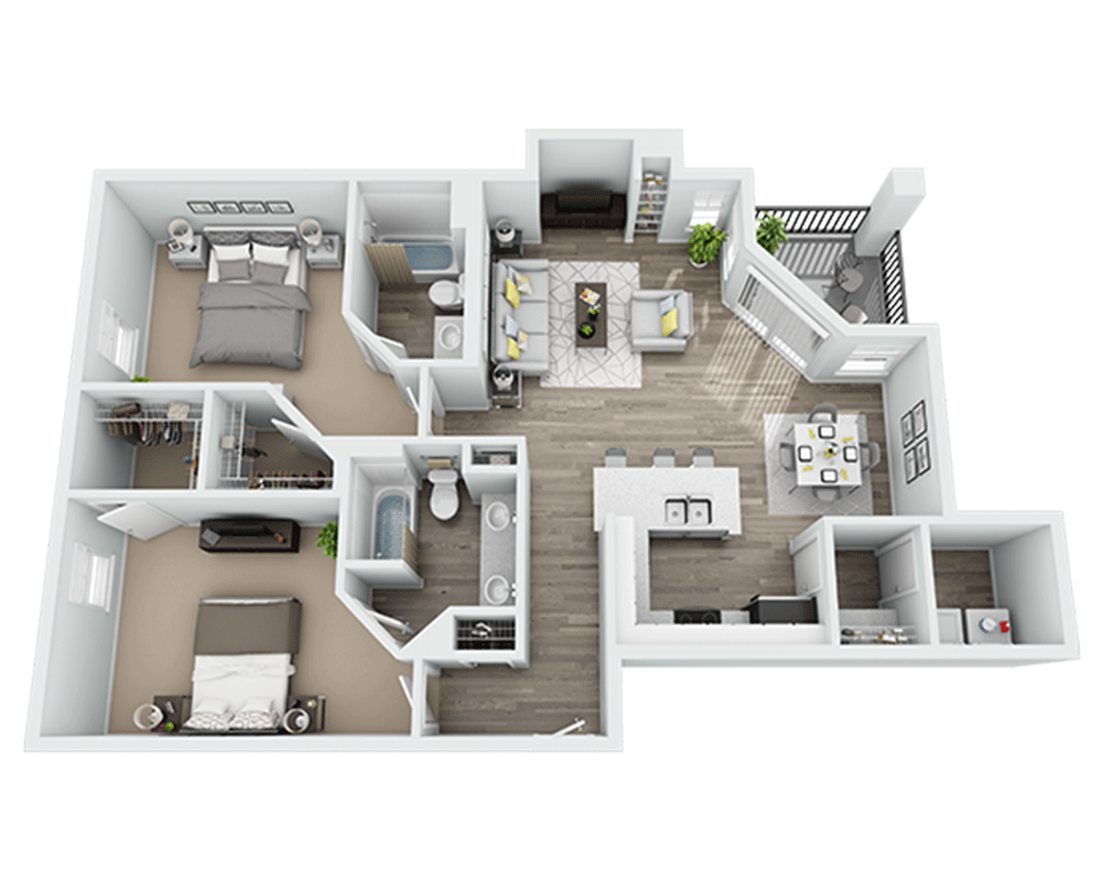 Two Bedroom B2A floor plan