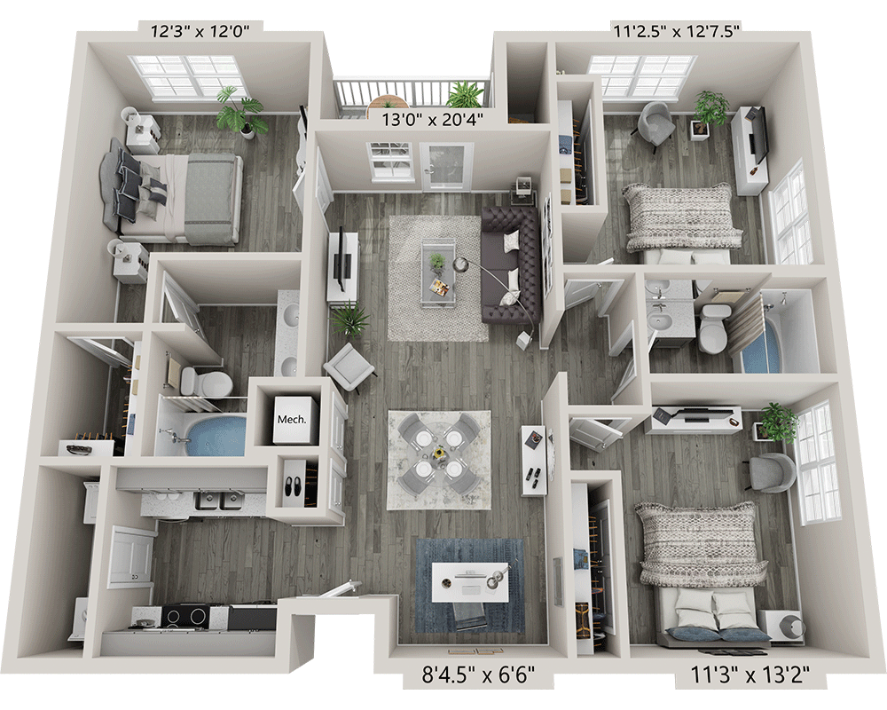 Three Bedroom C2A floor plan