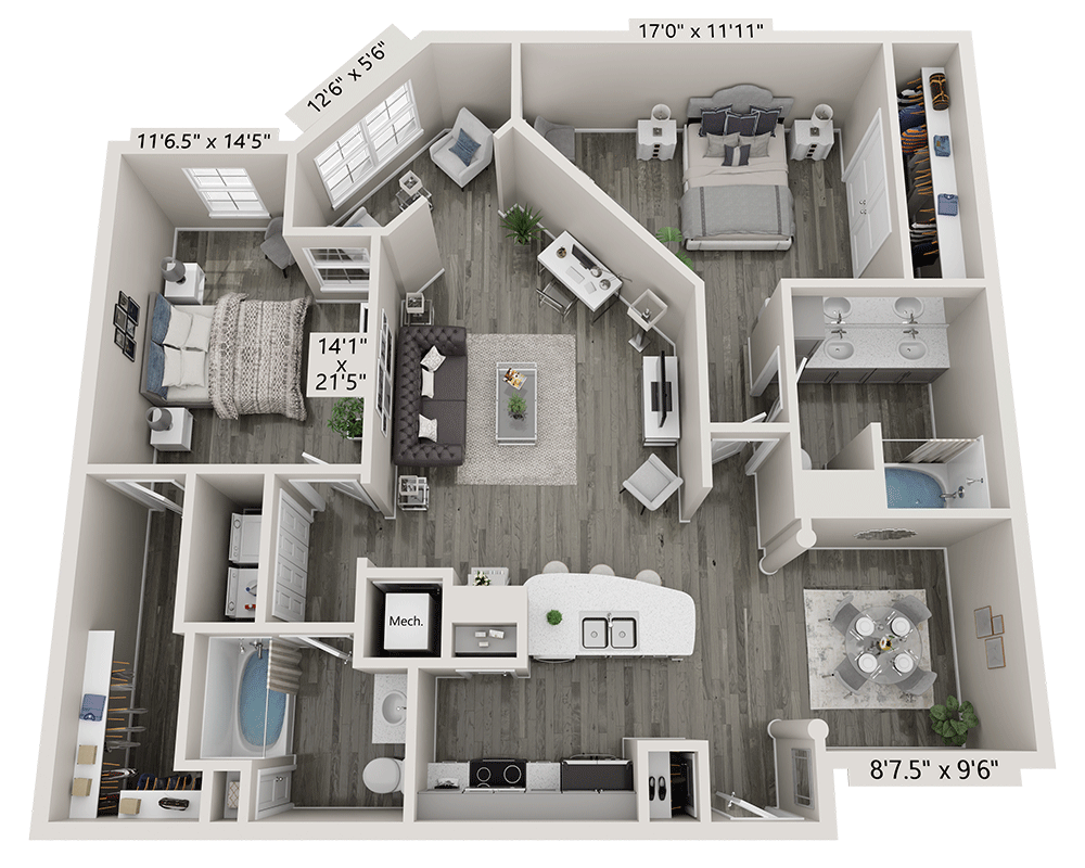 Two Bedroom B2J floor plan