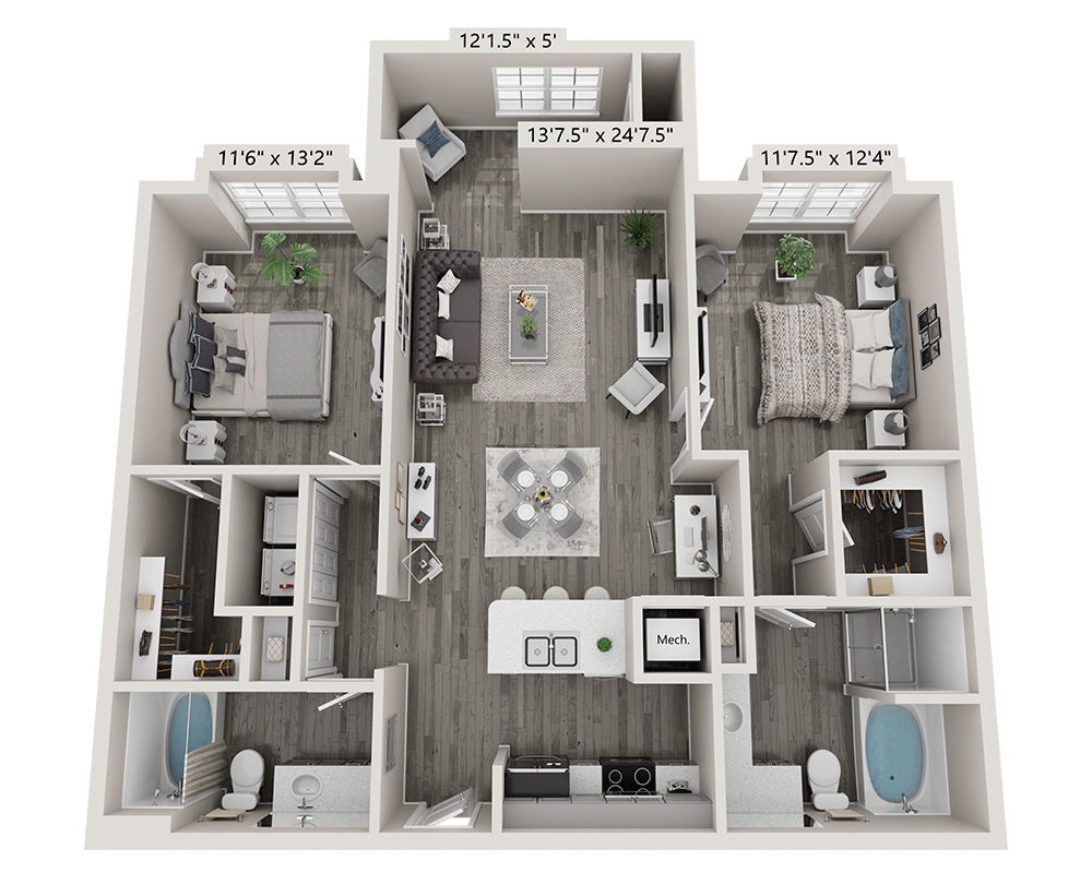 Two Bedroom B2F floor plan