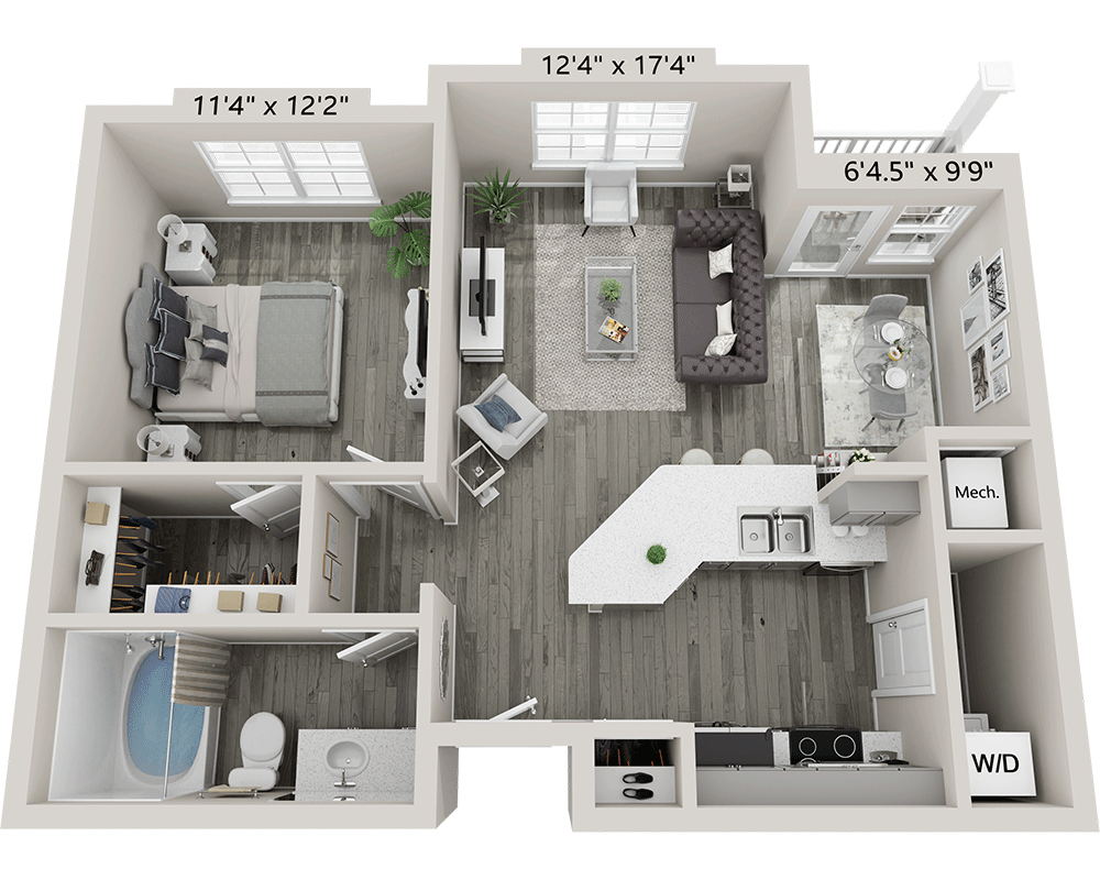 One Bedroom A1A floor plan