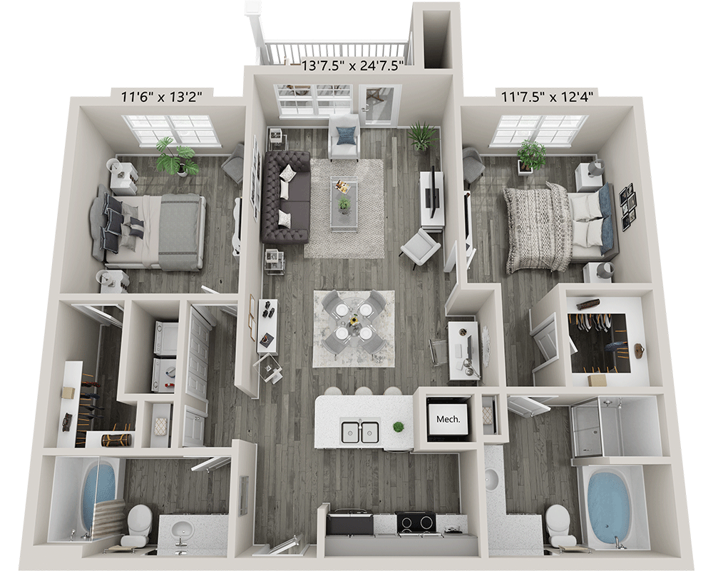 Two Bedroom B2E floor plan