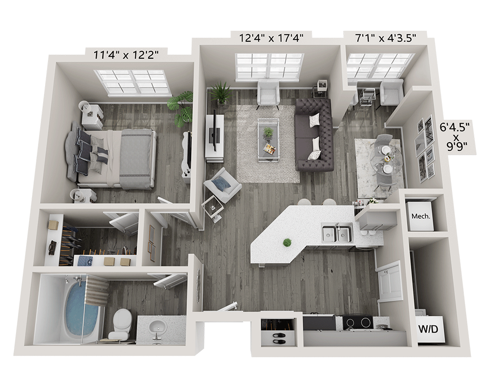One Bedroom A1B floor plan