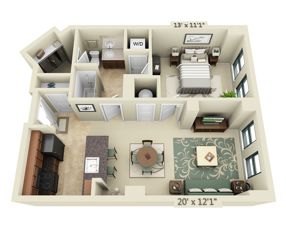 One Bedroom A1D floor plan
