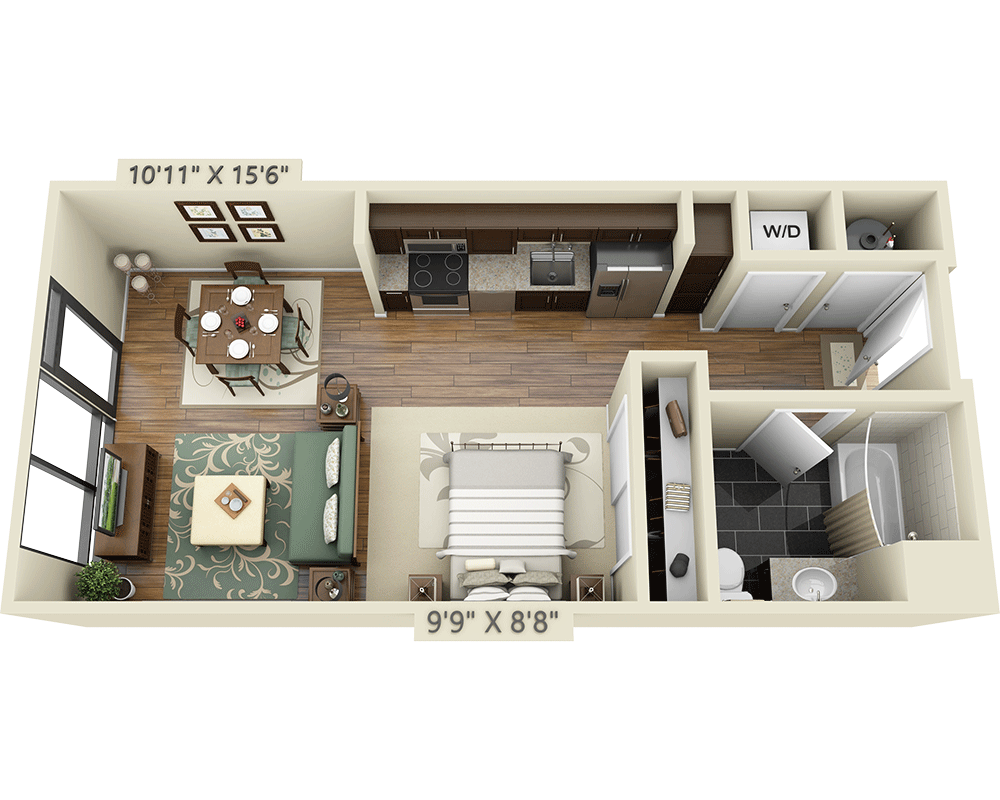Studio E1A floor plan