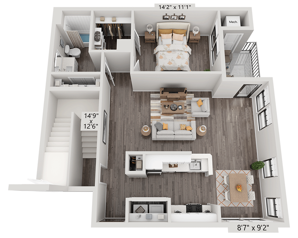 One Bedroom A1D2 floor plan