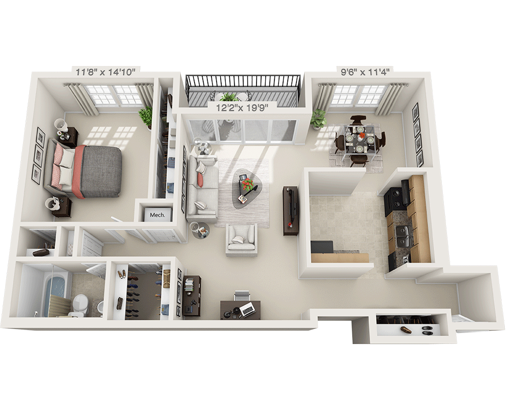 One Bedroom A1A floor plan
