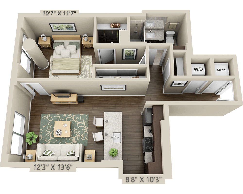 One Bedroom A1G floor plan