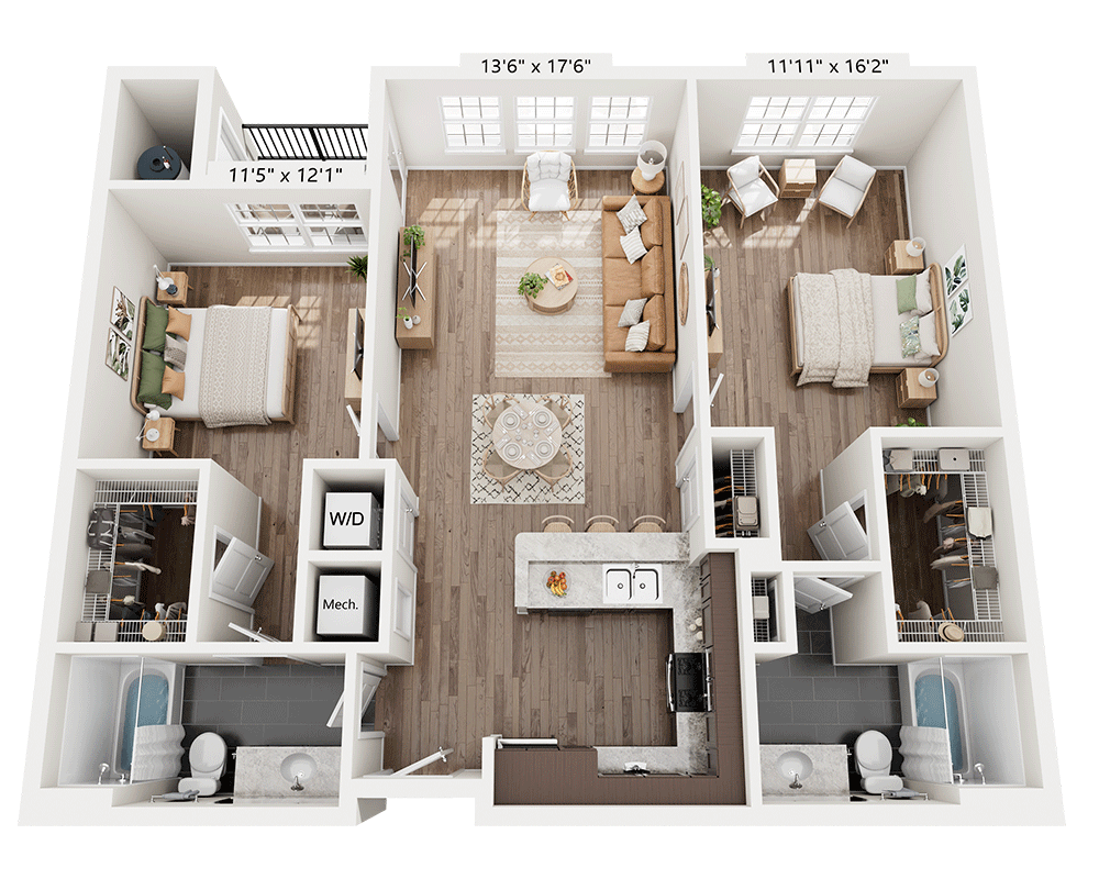 Two Bedroom B2A floor plan