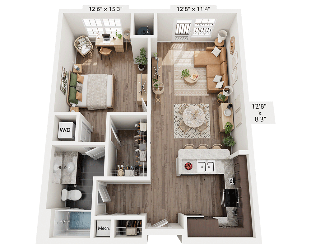 One Bedroom A1B floor plan