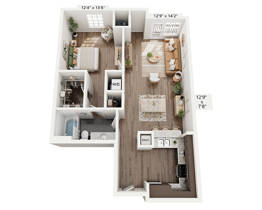 One Bedroom A1C floor plan
