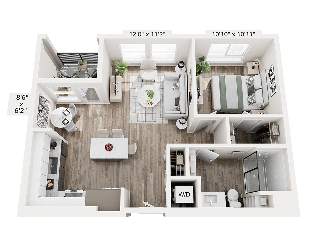 One bedroom (A1C) floor plan
