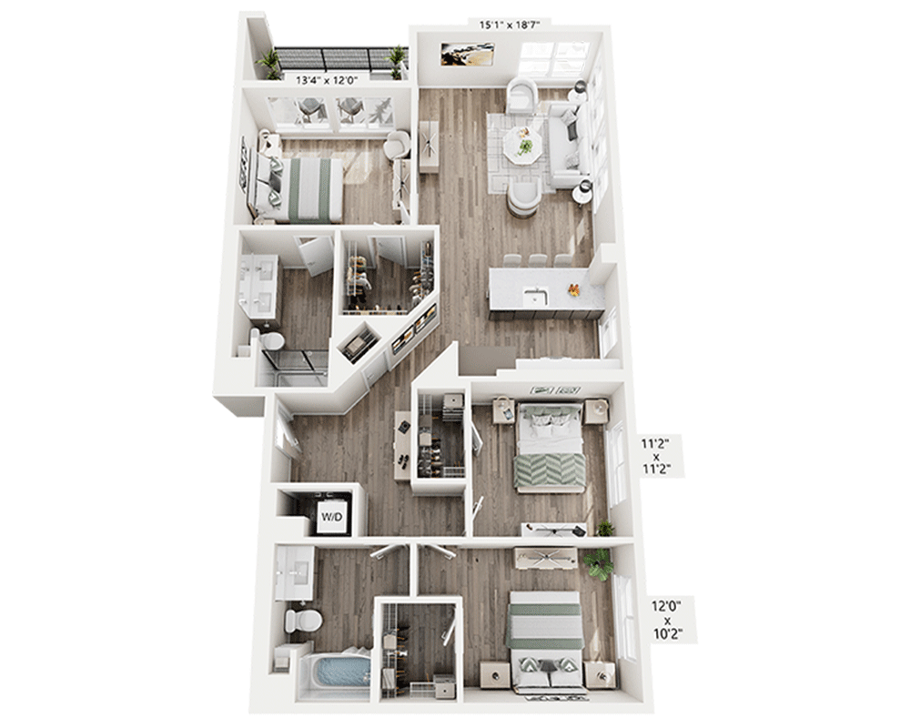 Three bedroom (C2) floor plan