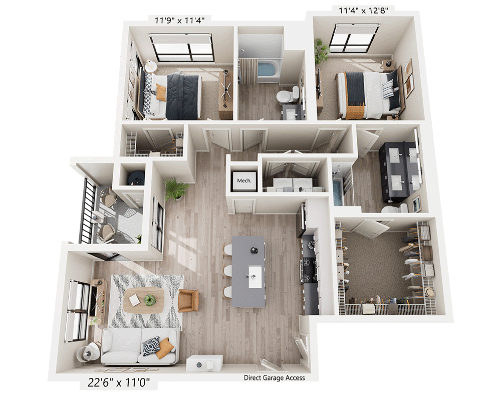 Two Bedroom B2E floor plan
