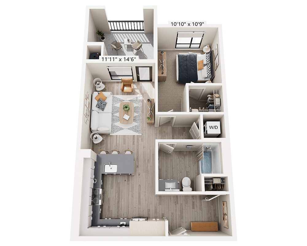 One Bedroom A1C floor plan