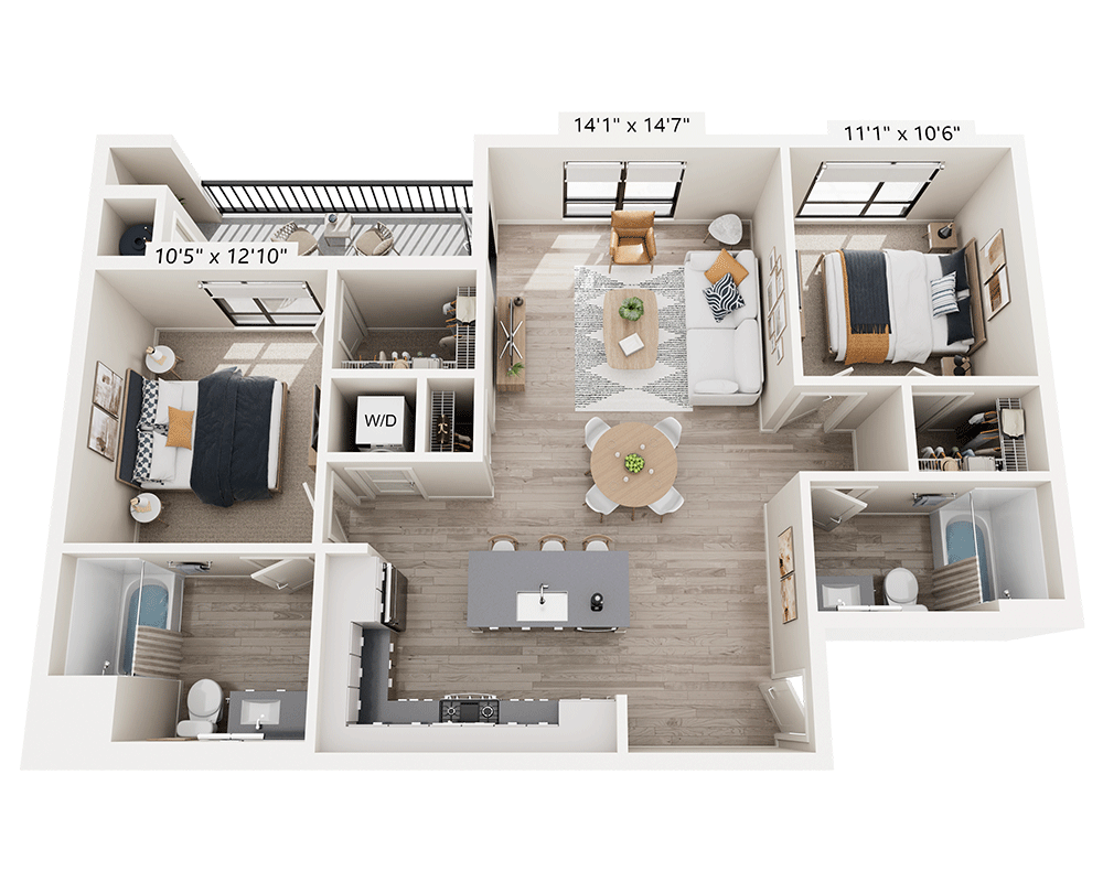 Two Bedroom B2A floor plan